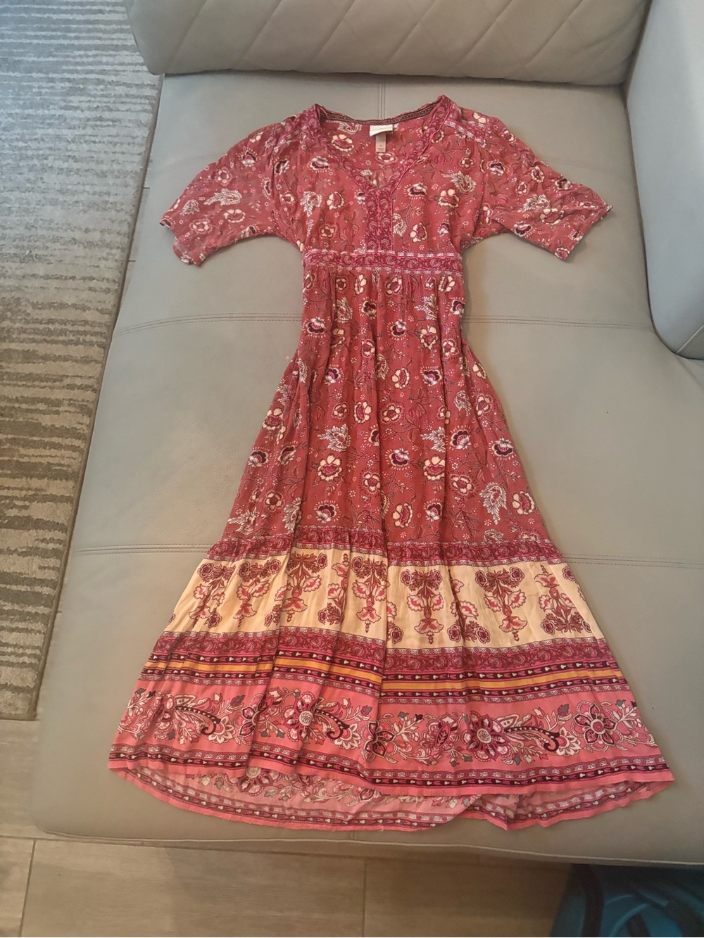 Knox Rose Pink Paisley Boho Midi Dress